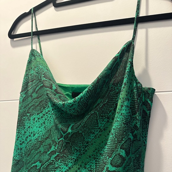 NBD Revolve Maisie Green Snakeskin Cowl Neck Mini Dress | Size S - Picture 8 of 14